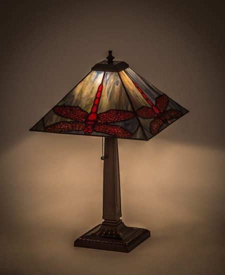 Stained Art Glass Dragonfly Table Lamp
