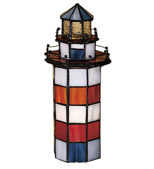 Stained Glass Lighthouse Mini Lamp 20538 - Hilton Head - 10" Tall