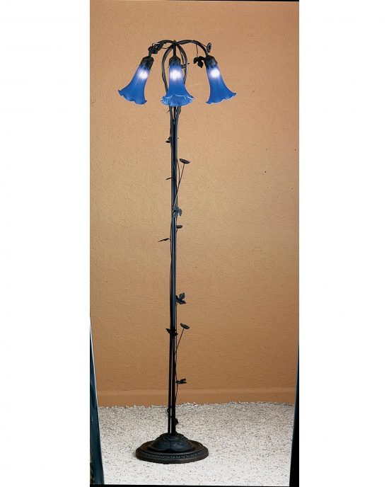 Floor Lamp 59 Inch H Blue Pond Lily 3 Lights