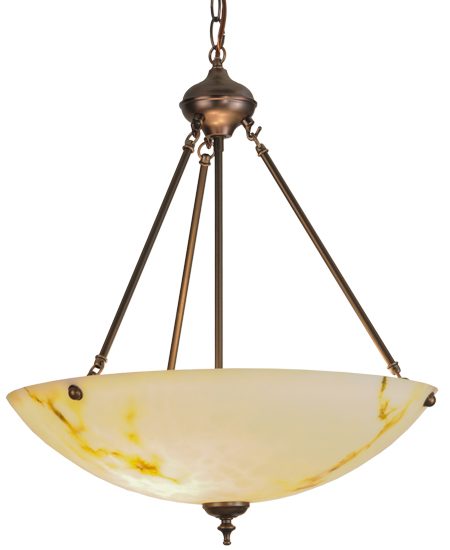20" Round Corinth White Marble Inverted Pendant