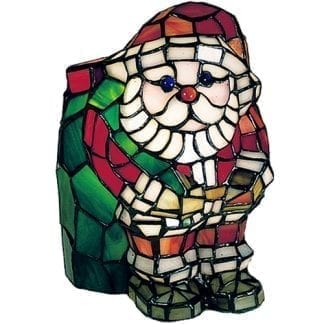 Santa Claus Mini Lamp 17241 - Stained Art Glass - 9" Tall