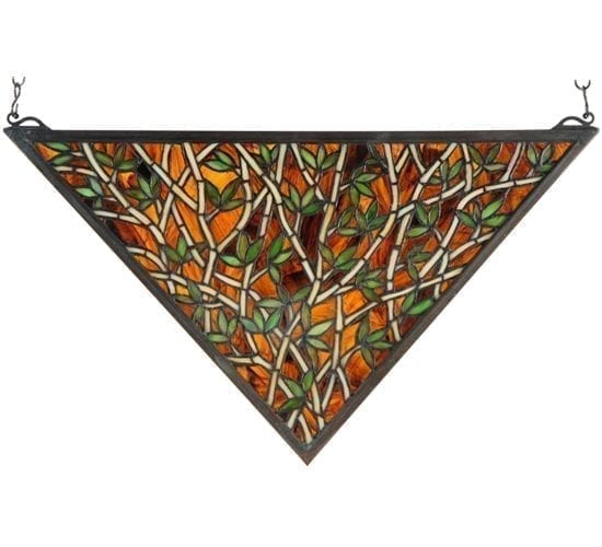 Bamboo Stained Glass Window Panel Asian Tropical Meyda Tiffany Decor