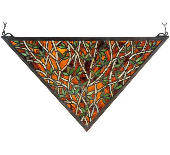 Bamboo Stained Glass Window Panel Asian Tropical Meyda Tiffany Decor