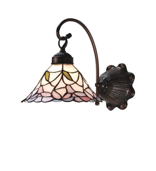 Bell Wall Sconce Swinging Single Lamp Floral Design Stained Glass
