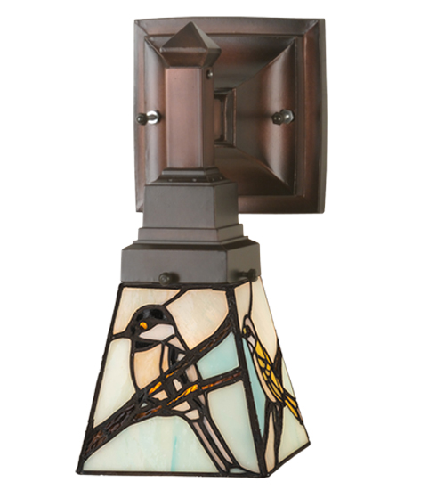 Bird Wall Sconce Single Lamp Tiffany Style Authentic Art Glass