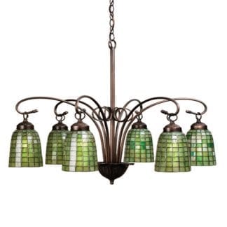 California Bungalow 6 Light Green Chandelier | Tiffany Style Art Glass