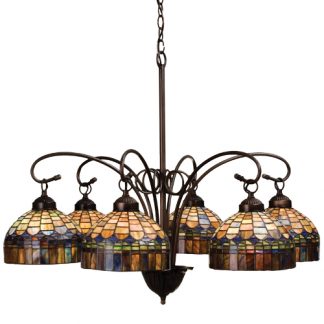 Candice 6 Light Chandelier 31" | Tiffany Style Stained Cut Glass