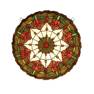 Colonial Tulip Stained Glass Window Hanging Tiffany Style Panels