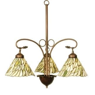 Cut Stone Tiffany Style Chandelier | Willow Jade Stone 3 Light Lamp
