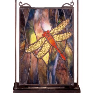 Dragonfly Collectible Lamp Lighted Mini Tabletop Stained Glass Window