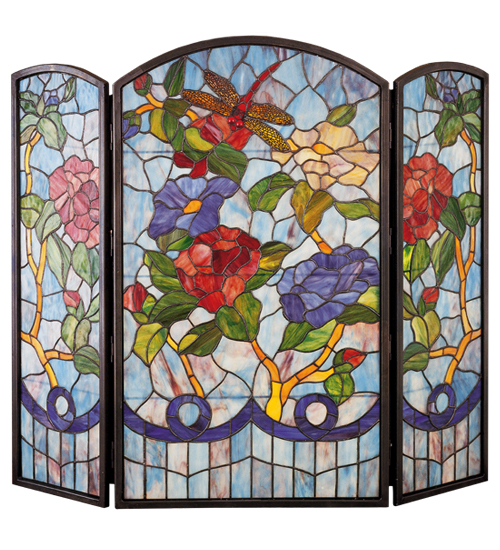 Dragonfly Stained Glass Fireplace, Stained Glass Fireplace Guards