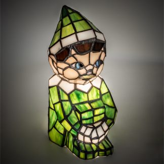 Green Elf Mini Lamp 200347 - Stained Art Glass - 10" Tall