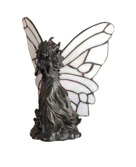 White Fairy Mini Lamp 50428 - Stained Glass Lighting - 8" Tall