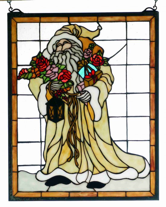 Father Christmas Original Stained Glass Hanging Window Panel