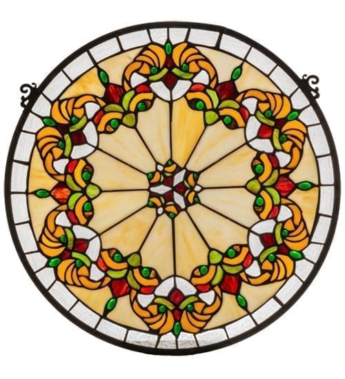 French Style Abstract Middleton Victorian Floral Stained Glass Window