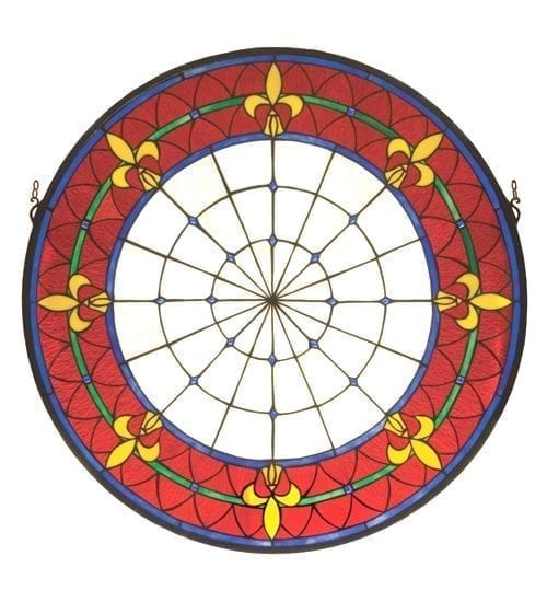 French Style Stained Glass Window 19811 Fleur-de-lis Medallion