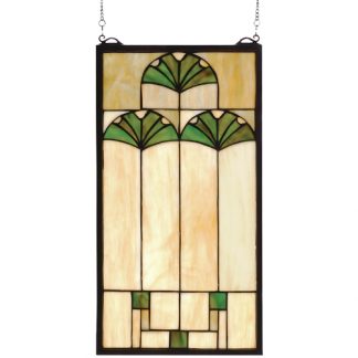 Ginkgo Arts Crafts Meyda Tiffany Original Stained Glass Window Panel
