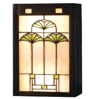 Ginkgo Wall Sconce 2 Lamp Tiffany Style Stained Glass Asian Decor