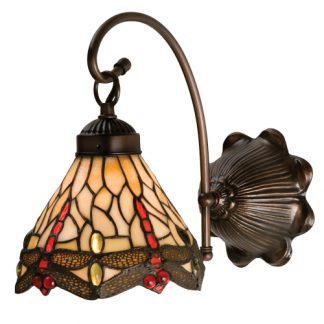 Gothic Wall Sconce Dragonfly Stained Glass Single Lamp Tiffany Design