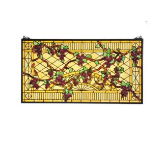 Grape Diamond Trellis Stained Glass Window Meyda Tiffany Original