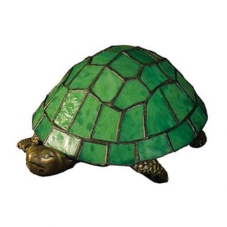 Mini Lamp 30317 - Green Turtle Stained Art Glass Night Light - 4" Tall