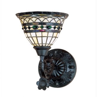 Italian Wall Sconce Inverted 1 Lamp Tiffany Style Stained Glass Lighting