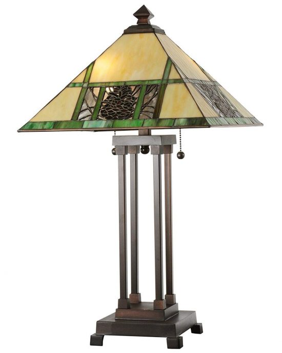 Pine Cone Ridge Tiffany Style Table Lamp hand made cut glass art