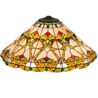 Victorian Yellow Stained Glass Lamp Shade 20"
