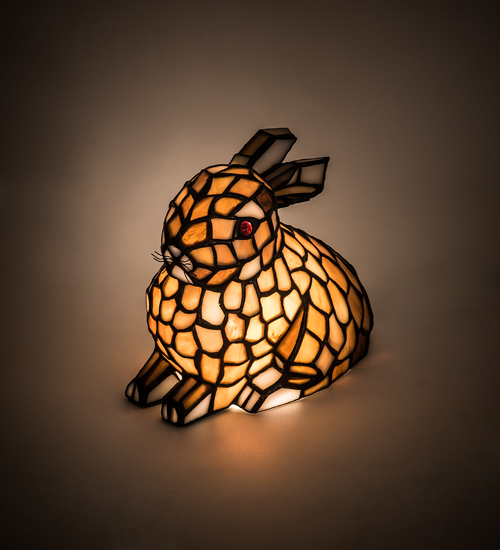 Tiffany Style Rabbit Mini Lamp 36734 - 7" Tall Stained Art Glass