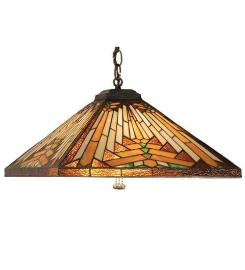 Mission Pendant Lamp 17" Square | Stained Glass America Artworks