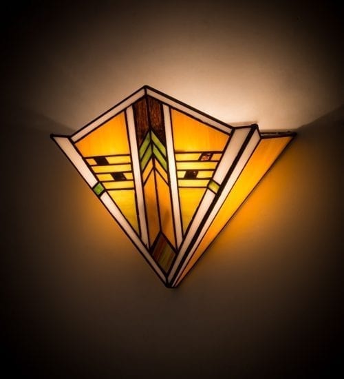 Mission Style Abilene 11" Wall Sconce Unique Stained Glass Design