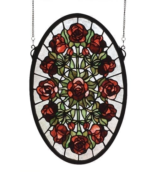Oval Rose Garden Stained Glass Window Meyda Tiffany Original