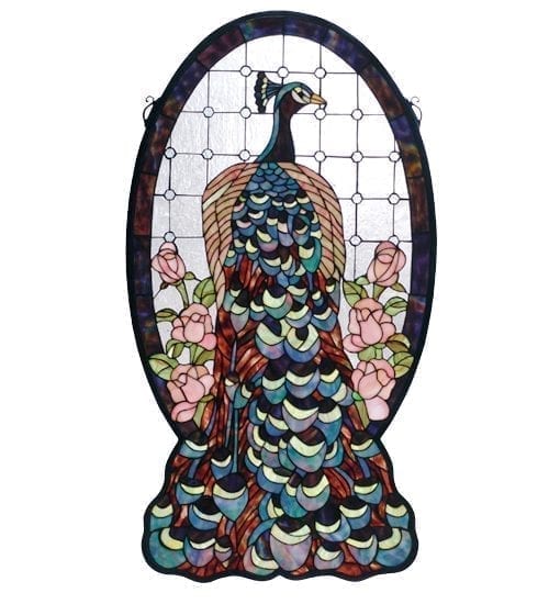 Peacock Profile Stained Glass Window Meyda Tiffany Original Design