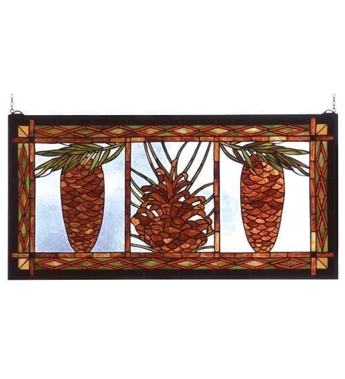 Pine Cone Stained Glass Window Hand Crafted Meyda Tiffany Original