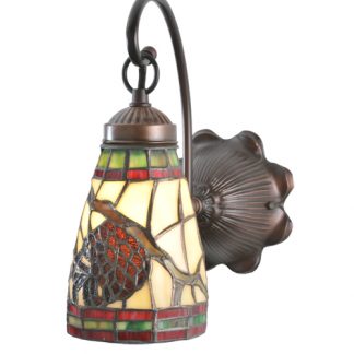 Pine Cone Swinging Wall Sconce 6" Single Lamp Stained Glass Lighting