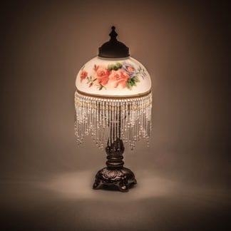 Rose Bouquet Fringed Mini Lamp