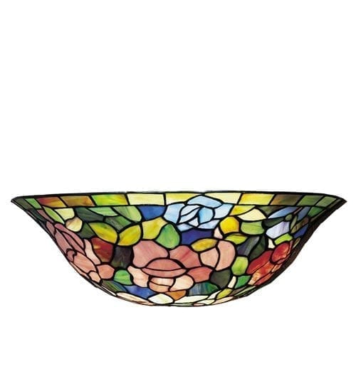 Rosebush Domed Wall Sconce Single Lamp Tiffany Stained Glass Flower