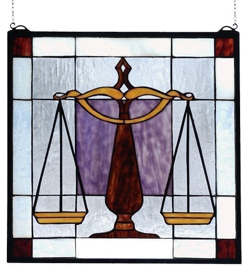 Scales Of Justice Stained Glass Window Meyda Tiffany Original Art