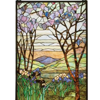 Stained Glass Art Tiffany Magnolia Iris Hanging Window Panels