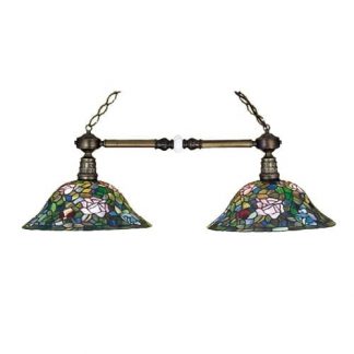 Stained Glass Hanging Lamp With Tiffany Rosebush Design
