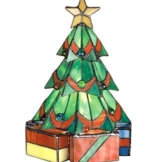 Christmas Tree Mini Lamp - Tiffany Style Stained Art Glass - 9" Tall