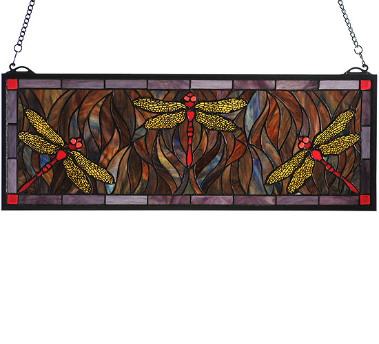 Tiffany Dragonfly Trio Stained Glass Window Exceptional Stained Art Glass