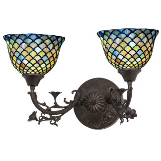 Tiffany Fishscale Lamp Two Light Wall Sconce Indoor Lighting