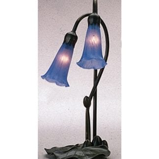 Tiffany Lily Pad Lamp Blue Glass 2 Light