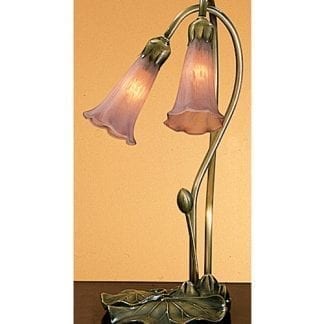 Tiffany Lily Pad Lamp Lavender Glass 2 Light