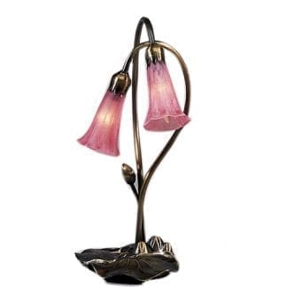 Tiffany Lily Pad Lamp Pink Glass 2 Light
