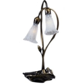 Tiffany Lily Pad Lamp White Glass 2 Light