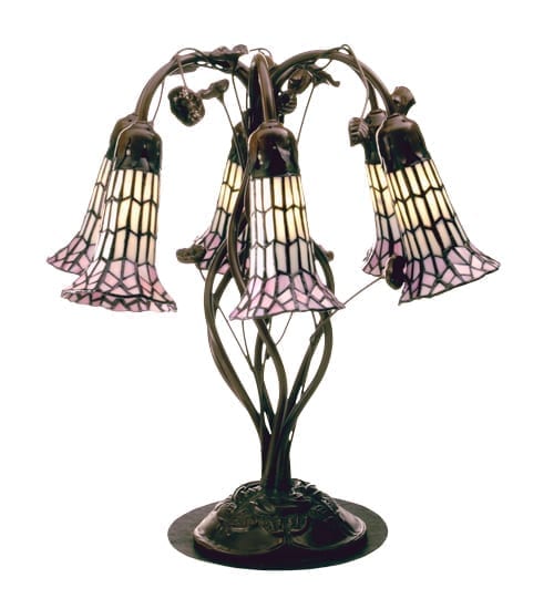 Tiffany Pond Lily Lamp White Pink 6 Light Table Lamp