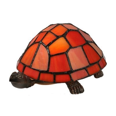 Mini Lamp 10271 - Red Turtle Stained Glass Art - 4" Tall