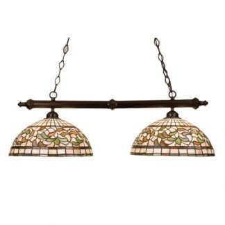 Tiffany Style Kitchen Island Lighting Turning Leaf 2 Light Island Pendant